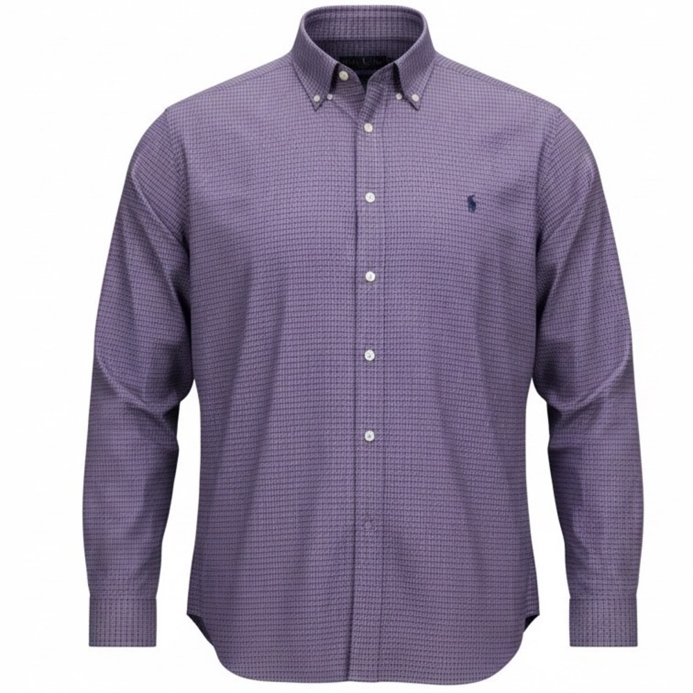 Ralph Lauren Sport Shirt Mens XLT‎ Purple Check Big Tall Button Down Cotton